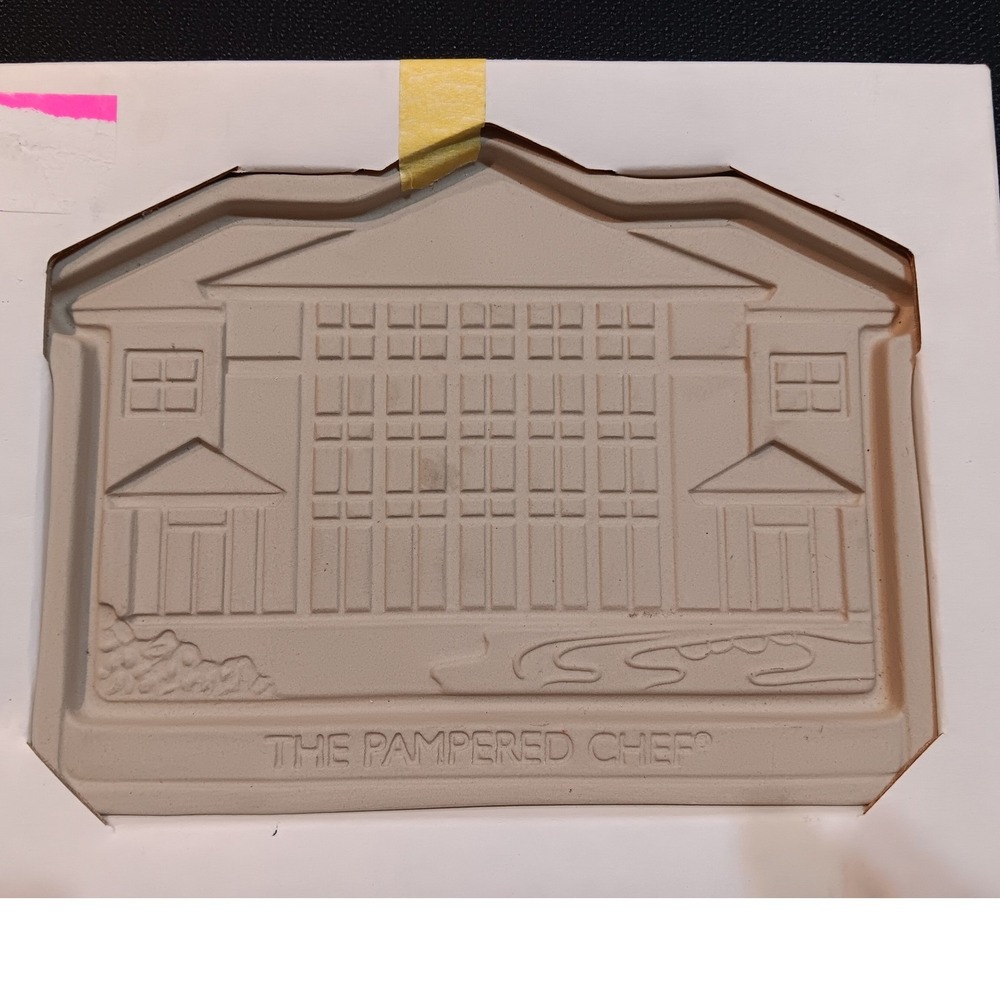 The Pampered Chef Home Office Cookie‎ Mold 4897 Stoneware 2002 Made in USA Tan